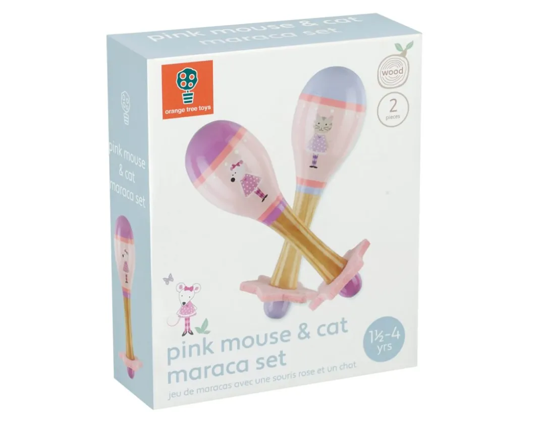 Pink Mouse & Cat Maraca Set<Orange Tree Toys Sale
