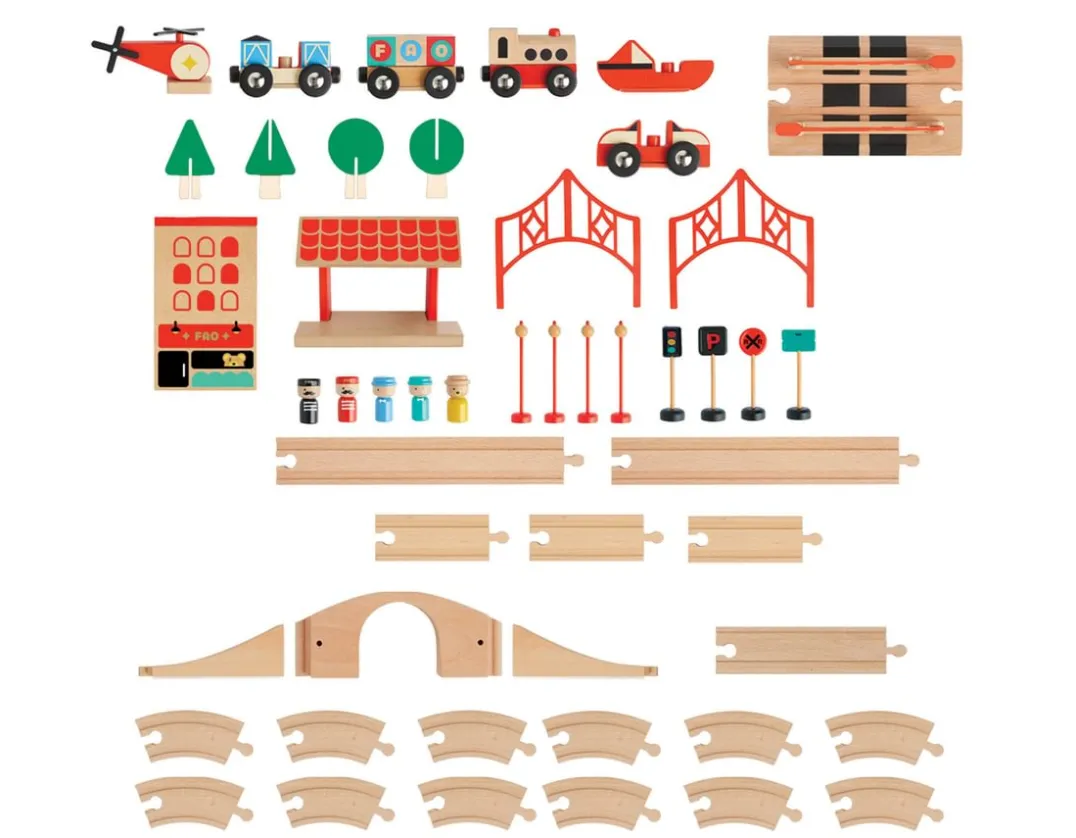 Train Town - 51 Piece Wooden Building Set<FAO Schwarz Hot