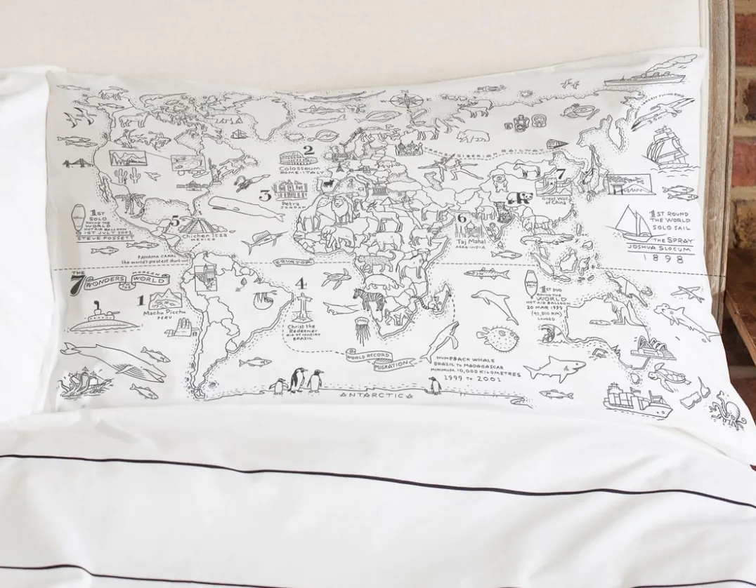 World Map Pillowcase - Doodle Your Own<Eat Sleep Doodle Online